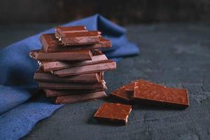 Dark chocolate pieces photo