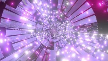 White, blue, and purple lights and shapes forming tunnel 3d illustration background wallpaper photo