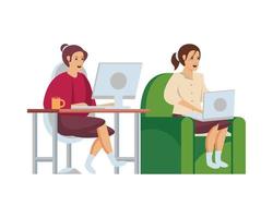 women using technology for work at home vector