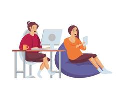 women using technology for work at home vector