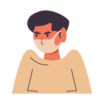 hombre con personaje de mascarilla vector