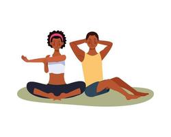 young black athletes exercising together vector