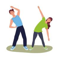 young athletes exercising together vector