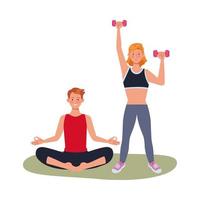 young athletes exercising together vector