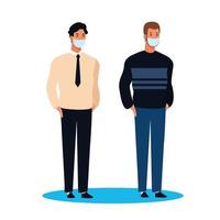 men using face mask for covid19 character vector