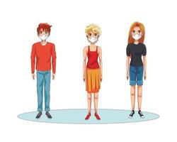 people using face masks characters vector