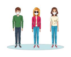 people using face masks characters vector