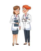 professional female doctors avatars characters vector