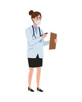 female doctor with face mask character vector
