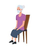 old woman seated in wooden chair vector