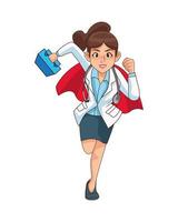 female super doctor running with medical kit vector