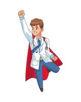 super doctor flying comic character vector