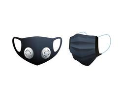 accesorios de protección de máscaras médicas negras vector