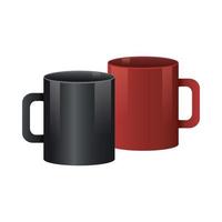 red and black coffee mugs vector