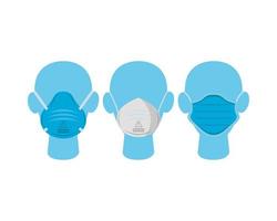 mannequin heads with medical masks protection accessories vector