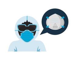 biosafety suit with medical mask and goggles protection accessories vector