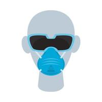 mannequin head with medical mask and goggles accessories vector