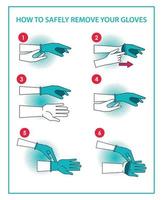 how to remove the gloves covid19 infographic vector