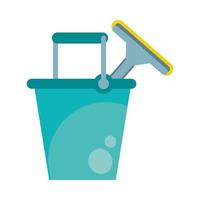 plastic bucket and brush for cleaning glass vector