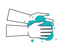 hands washing with soap bubbles vector