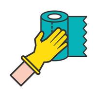 hand with toilet paper roll icon vector