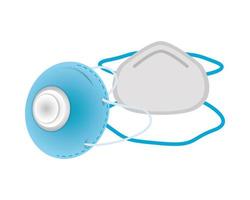 Accesorios de protección de máscaras médicas azules y grises. vector