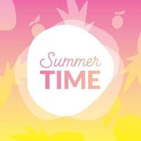 Summer time lettering with fruit pattern vector