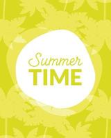 Summer time lettering with tropical pattern vector