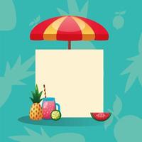 diseño de horario de verano con iconos tropicales vector