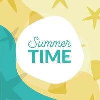 Summer time lettering with tropical pattern vector