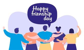 friendship day celebration with young people and speech bubble