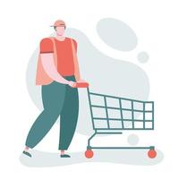 young man with shopping cart vector