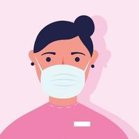 Young woman wearing a face mask vector