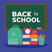 back to school lettering in a chalkboard vector