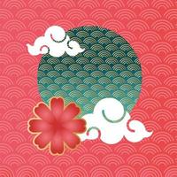 mid autumn festival poster with clouds frame vector