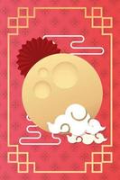 mid autumn festival poster with moon and clouds vector