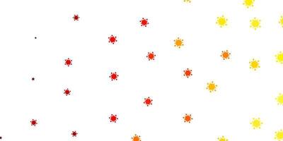 Light red, yellow vector backdrop with virus symbols.