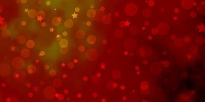 Light Orange vector background with circles, stars.