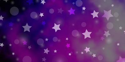 Light Purple, Pink vector backdrop with circles, stars.