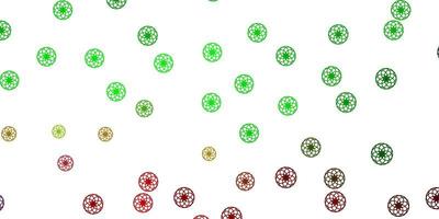 Light Green, Red vector background with bubbles.