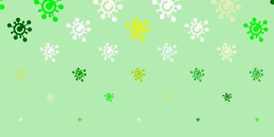 Light Green, Yellow vector backdrop with virus symbols.