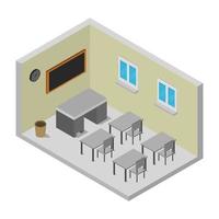 Isometric University Room On White Background vector