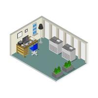 Isometric Office Room On White Background vector