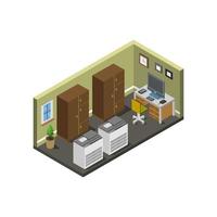 Isometric Office Room On White Background vector