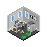 Isometric Office Room On White Background vector