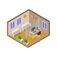 Isometric Office Room On White Background vector