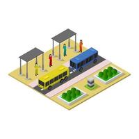 Isometric Bus Stop On White Background vector