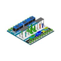 Isometric Train Station On White Background vector