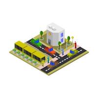 Isometric Train Station On White Background vector