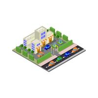 Isometric Supermarket On White Background vector